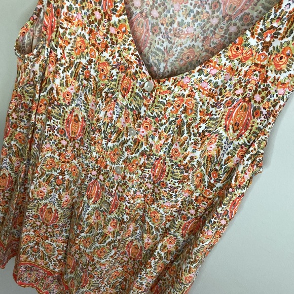 J. Jill Women's Top Size Small Sleeveless Button Up Casual Multi Color orange - Picture 7 of 9